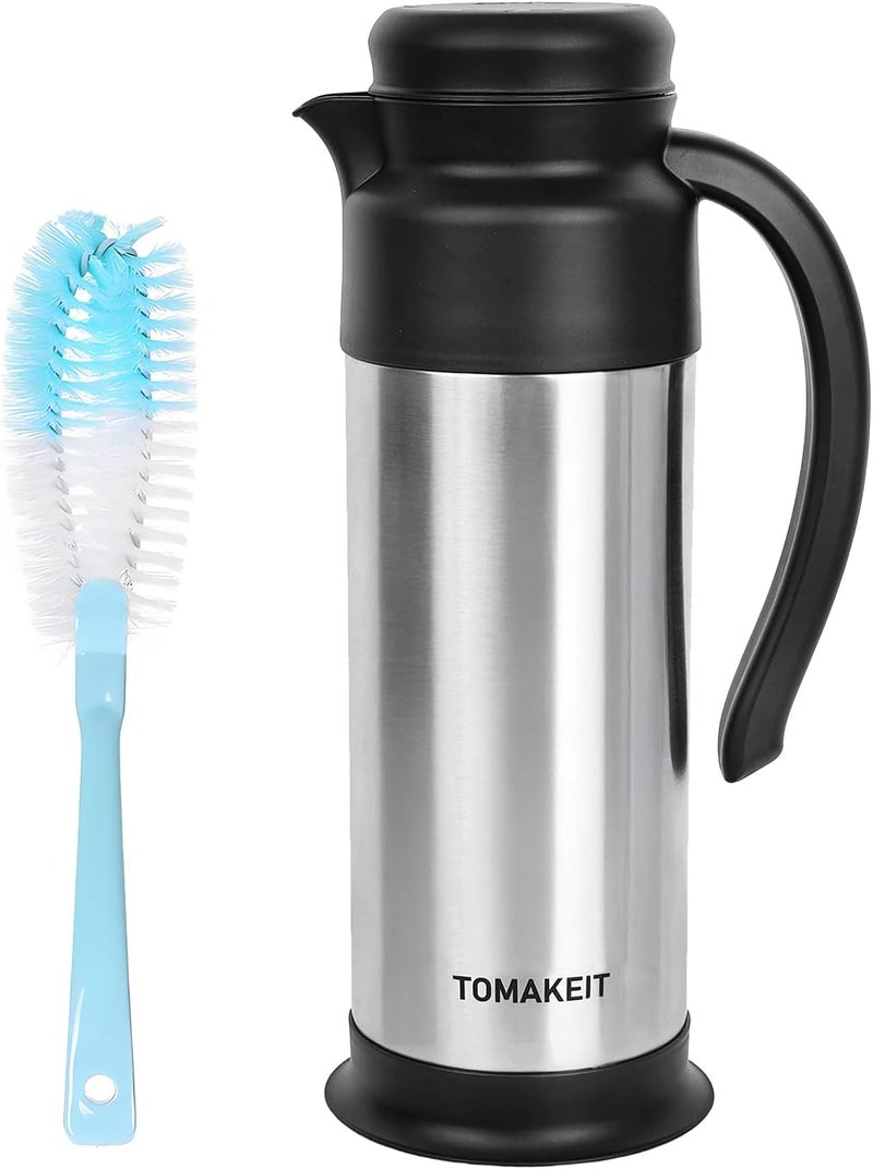  TOMAKEIT Creamer Pitcher for Coffee,1L/34 Oz Thermal Coffee Carafe,Stainless Steel Coffee Carafes for Keeping Hot and Cold,Double-Wall Design,12-Hour Hot & Cold,Leak-Proof, Portable for Travel,Camping,Office - Image 1